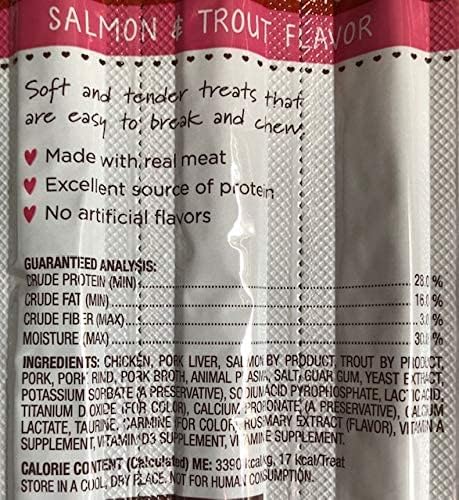 Luvsome Cat Treats, Tender Meaty Sticks Salmon & Trout, 1-Pack, 5 Individual Sticks
