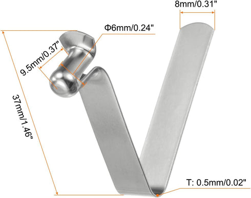 HARFINGTON 16pcs Single Button Kayak Paddle Snap Spring Clip, 65Mn Spring Steel V-Shaped Locking Tube