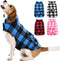 Kuoser Windproof Dog Winter Coat, Reversible Plaid Fleece Jacket for Small Dogs, Cozy Warm Pet Apparel, XS