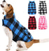 Kuoser Windproof Dog Winter Coat, Reversible Plaid Fleece Jacket for Small Dogs, Cozy Warm Pet Apparel, XS