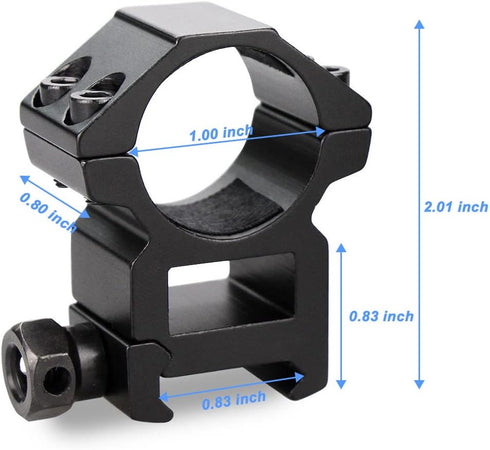Scope Rings, High Profile Rifle Scope Mounts for Picatinny Rail (1 inch, Set of 2)