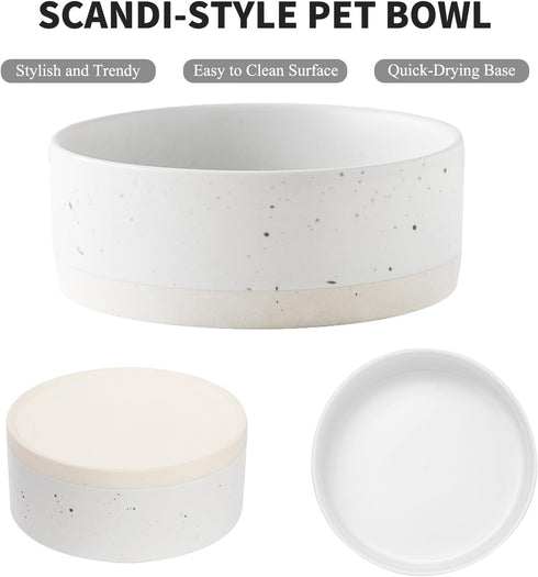 Oslo Ceramic Dog Bowl - 6'' Dog Food Water Bowl for Medium and Large Dogs, Heavy Duty Non-slip Dog Dish, Modern Scandi-Style Stoneware Pet Feeder Bowl, Dishwasher Safe (30Oz, White)