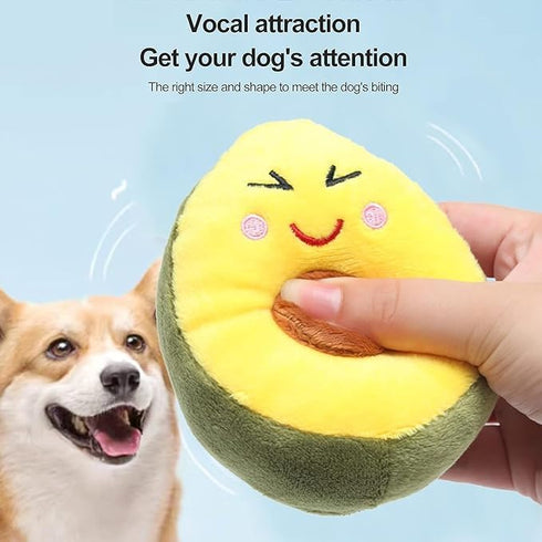 Yellow Dog Chew Toy, Avocado Squeaky Toy, Tough Chew Resistant, Soft Plush Tooth Cleaning Dog Chew for Small to Large