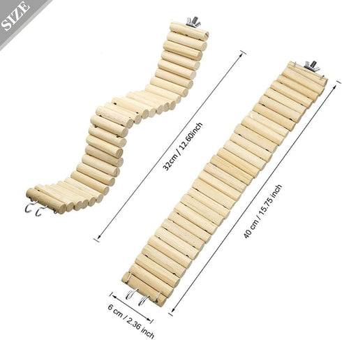Hamiledyi Wooden Bridge for Hamster, Bendy Climbing Ladder, Long Suspension Bridge, Chew Toys for Small Pets