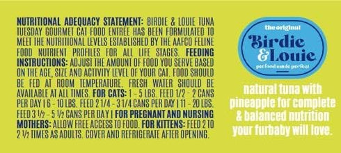 3 Oz (24 Birdie & Louie Tuna and Pineapple Wet Cat Food Gourmet Entrees, Flakes in Broth, Cans)