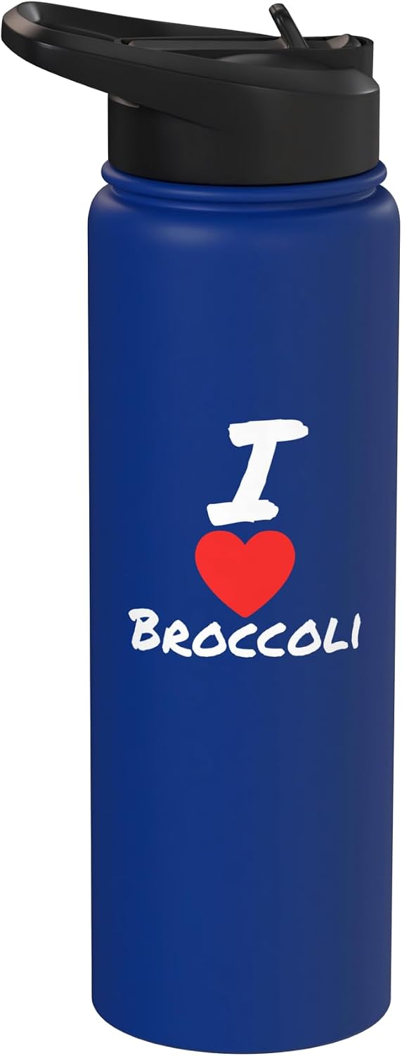 Fontastic Fun I Love Broccoli Stainless Steel Insulated Water Bottle