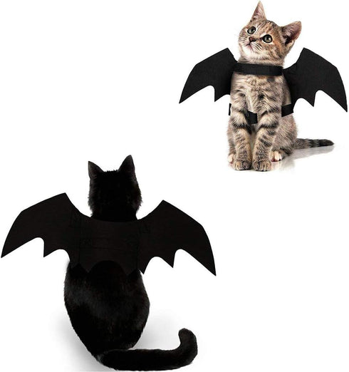Cat Halloween Costume with Bat Wings, Pet Apparel for Halloween Party Dress Up for Cats and Small Dogs