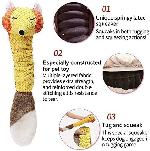 Dog Toy Plush Durable Small Dog Toys - Interactive Plush Toys with Squeaker to Reduce Boredom (Medium, Fox)