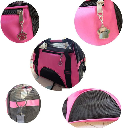 Soft-Sided Cat Carrier, Portable Foldable Pet Travel Carrier for Cats, Dogs, Puppy, Airline Approved (Small Rosered)