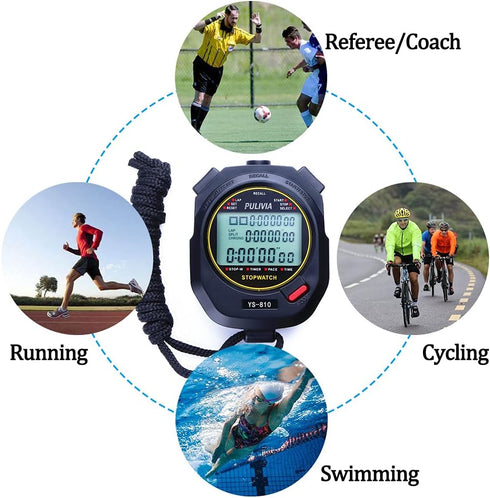 Stopwatch Timer, Digital Stopwatch with Clock Calendar Alarm, Large Display for Sports Kids Coaches