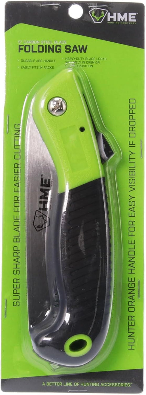 HME Mini Folding Hand Pocket Saw, 5" Carbon Steel Blade for Hunting, Camping, Backpacking, Pruning