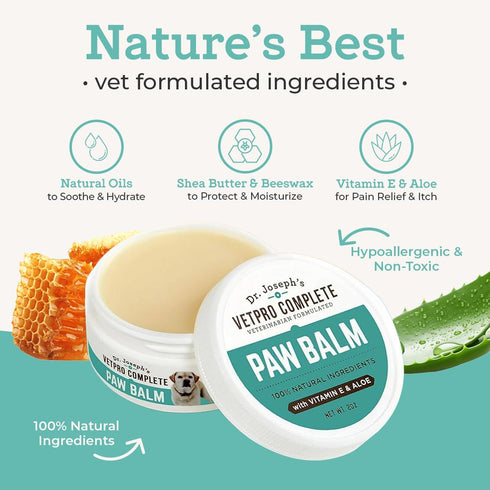 VetPro Complete Paw Balm for Dogs and Cats, 2 Ounces, Natural Protection & Soother for Dry Pads & Noses