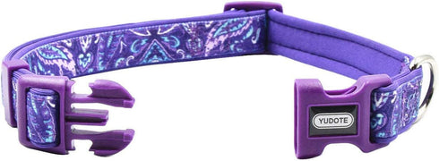 Durable Dog Collar with Maple Leaves Pattern, Soft Neoprene Padded Adjustable Collars for Large Dogs & Puppies