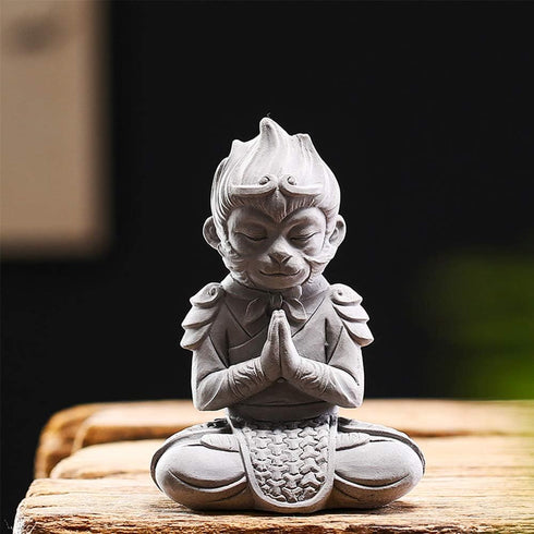 Aquarium Statue Monkey King Aquarium Decorations Asian Buddha Fish Decorations for Tank Collectible Figurines Sun Wukong Statue Solid Aquarium Decor Ornament Cement Fish Tank Aquarium Safe Fish by Kingzhuo