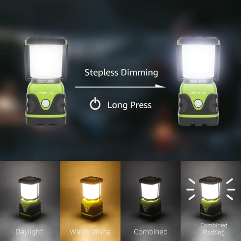 LE 1000LM Battery Powered LED Camping Lantern, Waterproof Tent Light with 4 Light Modes, Portable for Camping