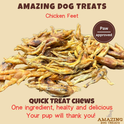 Amazing Dog Treats - Chicken Feet (12 Count) - All Natural American Grade Chew Bones for Dogs