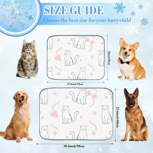 imiBBWQu Summer 27" 22" Cooling Dog Bed Cute Cats Flowers Dog Cooling Pad Washable Pet Mat Pet Bed Fluffy Non-Slip