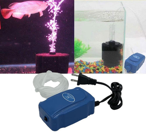 Aquarium Air Pump Kit for 3-20 Gallon Fish Tank, 3W 48GPH Oxygen Aerator with Air Stone and Tubing