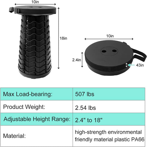 400 lbs Coideal Retractable Folding Stool Upgraded, Portable Lightweight Collapsible Stool Telescoping Chair Seat