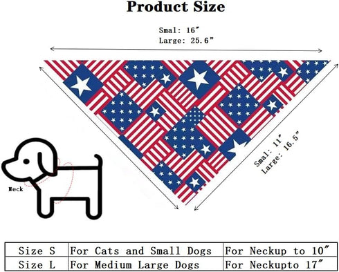 2 Pack Dog and Cat Bandanas - Washable Adjustable Triangle Pet Scarf Bibs for Small, Medium, Large Dogs and Cats