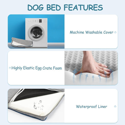 EMPSIGN Reversible Cool and Warm Dog Bed for Crate, Washable and Removable Cover, Grey