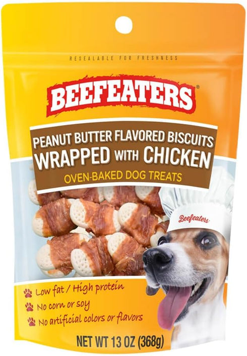 Beefeaters Peanut Butter Biscuits Wrapped with Chicken Dog Treat, 13oz