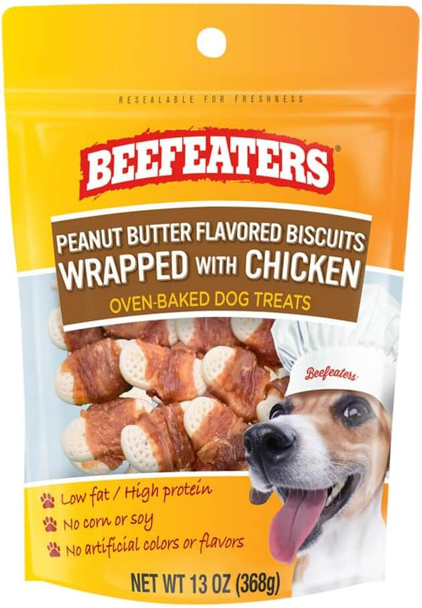 Beefeaters Peanut Butter Biscuits Wrapped with Chicken Dog Treat, 13oz