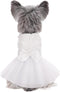 Kuoser Dog Dress, Adorable Pet Wedding Dresses for Small Medium Girl Dogs, White Princess Outfits with Lace Pearl Bow