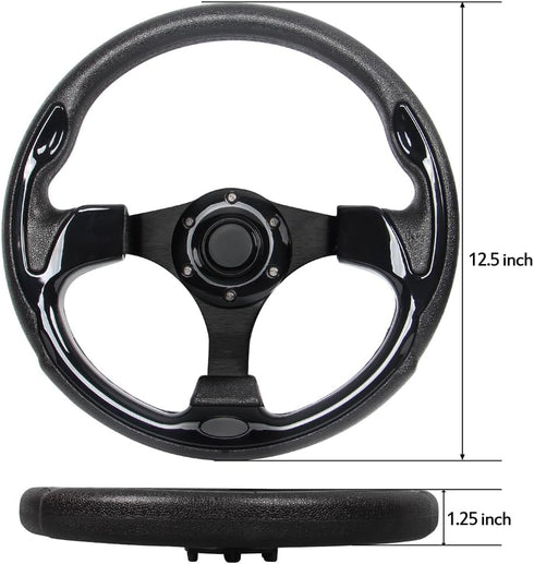 Universal EZGO Steering Wheel with Black Aluminum Frame, Fits Yamaha Club Car DS & Precedent