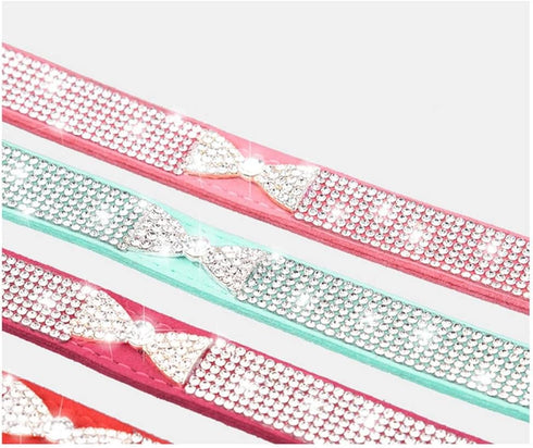 Small Dog Collar, Diamond Bling Rhinestone Bowtie for Girl Puppy Cat, Black XS
