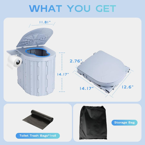 Adults,15" Clirass Portable Camping Toilet for Portable Outdoor Folding Tall Toilet with Lid and Paper Holder,Compact