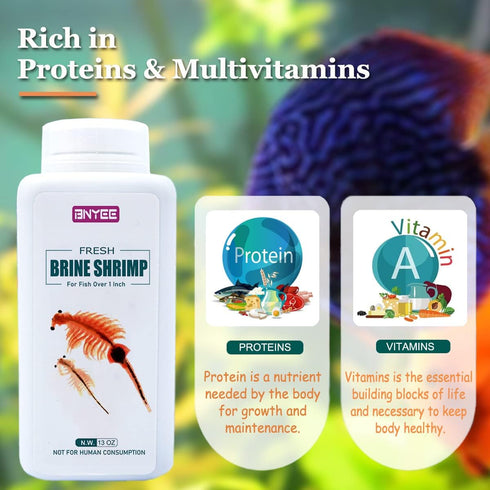 1 Inch Fresh Brine Shrimp Fish Food - Consisting of Adult Non-Living Brine Shrimp for Fish Over (Brine Shrimp)