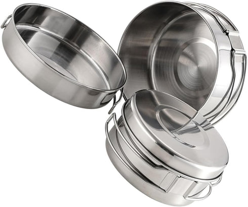Toyvian Outdoor Camping Cookware Set Stainless Steel Pot Pan Set Foldable Handle