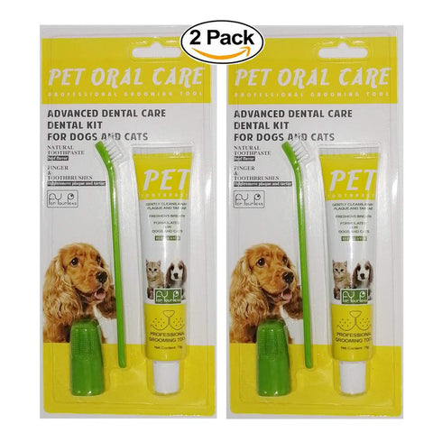 2 Pack Pet Toothbrush and Toothpaste for Dogs & Cats, Soft Silicone Finger Toothbrush for Small Dogs