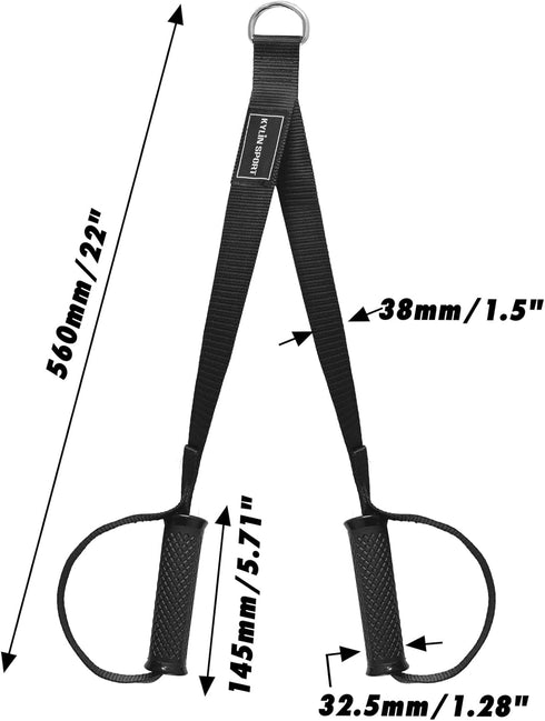 KYLIN SPORT Long Stirrup Handle with Metal Carabiner Cable Machine Attachments Resistance Band Handles Silicon Grips Fitness Strap