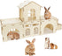 BWOGUE Extra Large Wooden Rabbit Hideout Castle, Detachable Bunny Castle for Rabbits