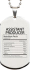 DesiDD Funny Assistant Producer Gifts - Nutrition Facts Dog Tag Necklace for Production