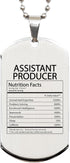 DesiDD Funny Assistant Producer Gifts - Nutrition Facts Dog Tag Necklace for Production
