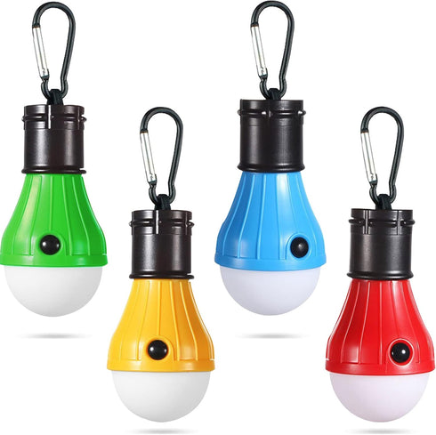 LED Camping Tent Lantern, Portable Outdoor Waterproof Emergency Light Bulb, Battery Powered with Clip Hook, Multi-Color