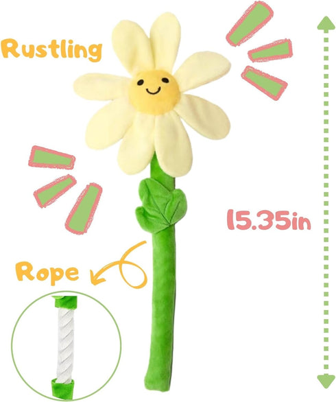 Interactive Dog Plush Toys, Crinkle Flower Rope Toy, Puppy Chew Toys for Teething, Cute Gift for Small and Medium Dogs