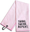Swing Swear Repeat Embroidered Pink Golf Towel, Funny Golf Towel for Golf Bag, Gift for Golfer