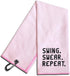Swing Swear Repeat Embroidered Pink Golf Towel, Funny Golf Towel for Golf Bag, Gift for Golfer