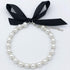 Diamond Dog Pearls Necklace for Small Dogs, Bling Rhinestones Cat Wedding Collar, Size S, Snow White