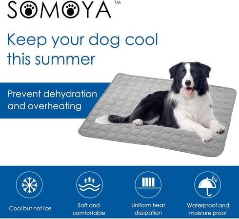 SOMOYA Dog Self Cooling Mat, Washable Pet Blanket for Hot Weather Sleeping Kennel, Ice Silk Sleep Mat Pad for Large