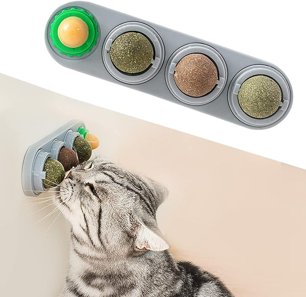 Potaroma 4 Catnip Silvervine Ball Toys for Cats, Edible Chew Balls for Dental Care and Energy