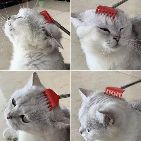 2PC Cat Comb Telescopic Teaser Wand Retractable Scratch Comb Tickle Handy Interactive Play Toy for Small Animal Rabbit