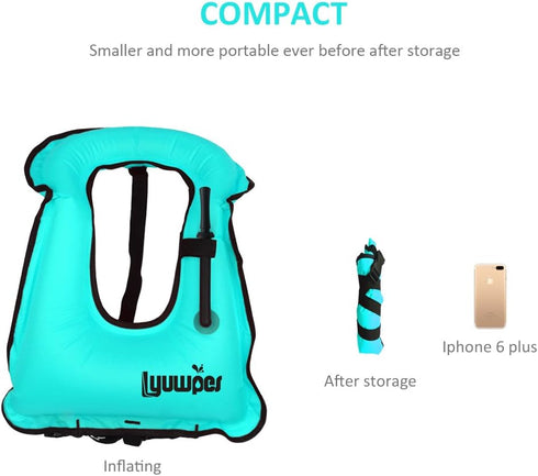 Inflatable Snorkel Vest for Adults, Snorkeling Jackets for Free Diving, Safety Load Up to 220 lbs