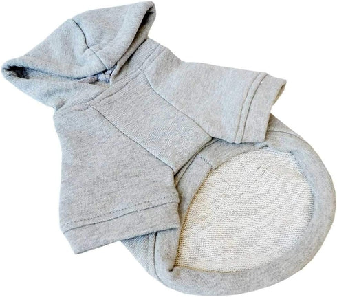 Lovelonglong Blank Basic Hoodie Sweatshirt for Dogs - 100% Cotton, Fits Small Medium Dachshund, Large Dog, Gray D-L
