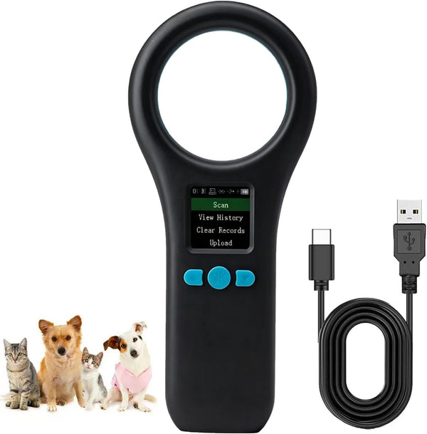 Treamvp Pet Microchip Scanner, ISO11784/85/FDX-B/EMID Handheld Animal Micro Chip Reader 134.2KHz/125KHz Rechargeable Pet