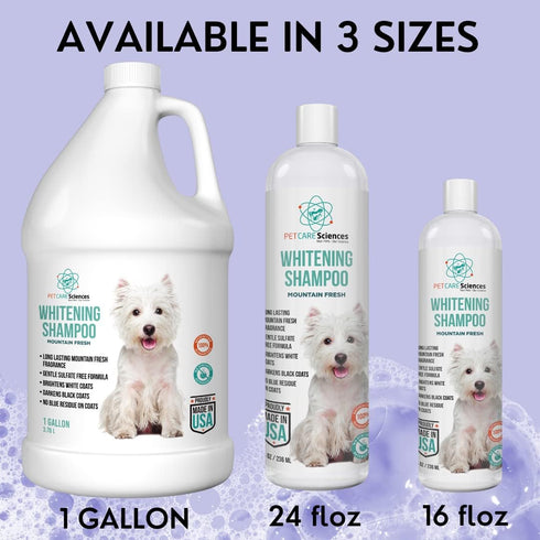 16 fl oz Dog Whitening Shampoo - Puppy Shampoo for White Coats - Hair and Fur Whitener Made in The USA